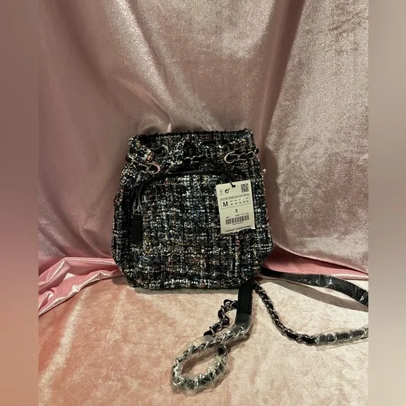 Tweed Zara backpack Zara | Bags | Zara Bag Mini Tweed Backpack Shoulder Bag  main image 3